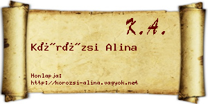 Körözsi Alina névjegykártya